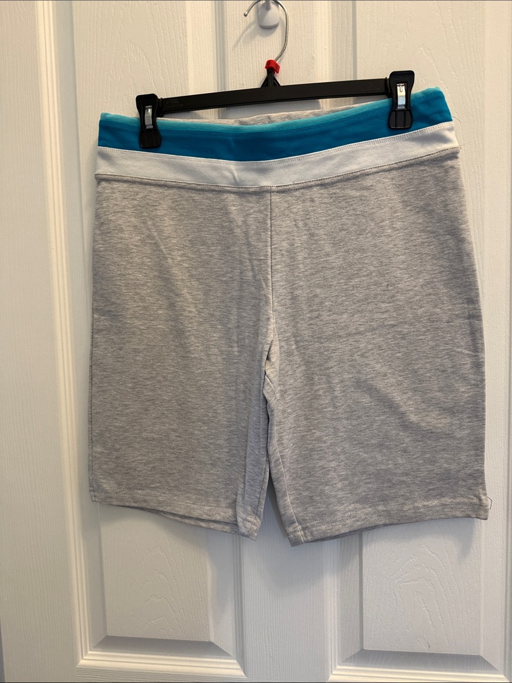 G W Women's Gray Bike Shorts with Blue Waistband